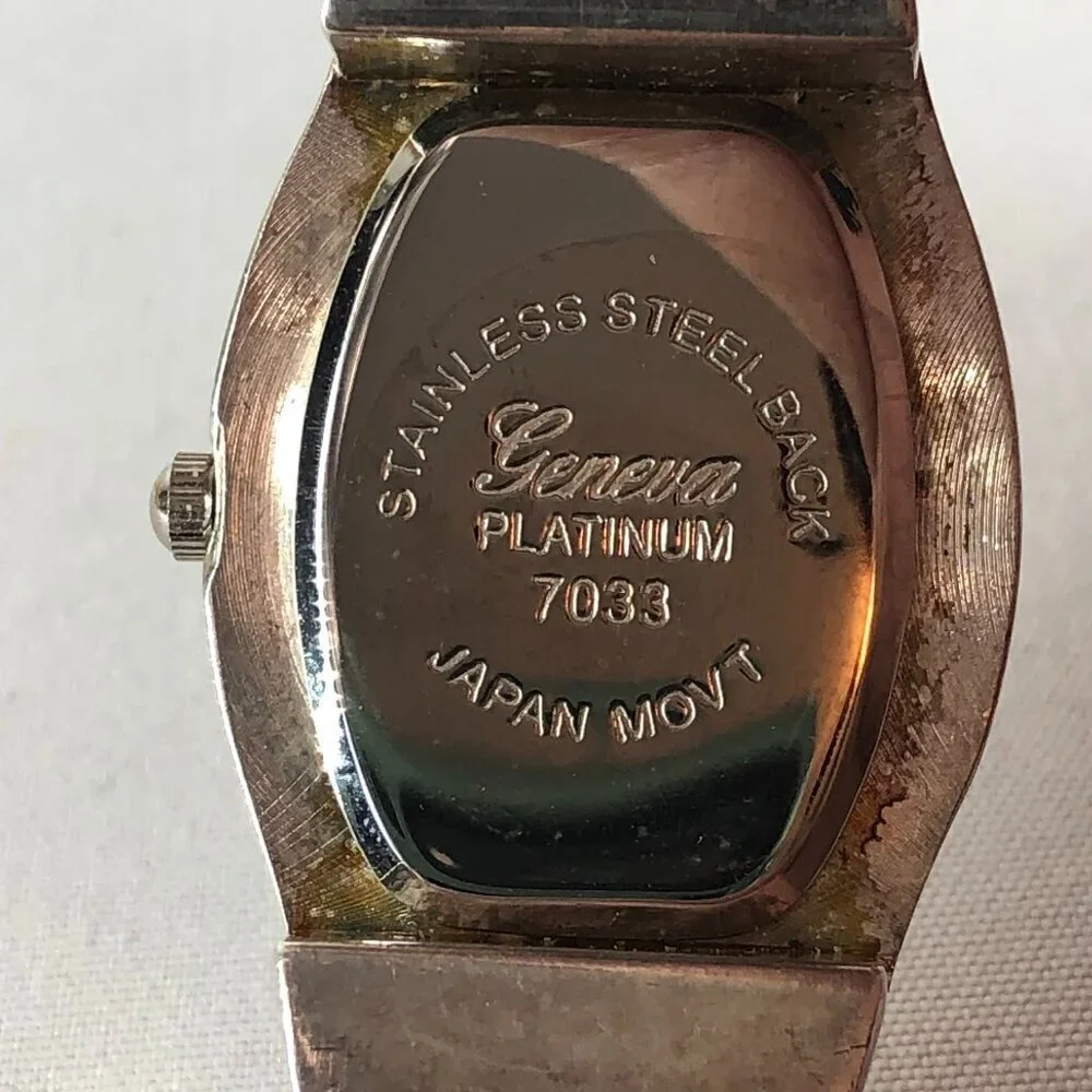 Geneva Platinum Silver Tone With Rhinestones Bracelet Watch